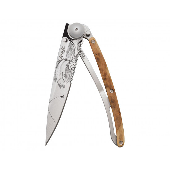 Deejo 1CB575 Serration, titan, juniper wood, Trout Deejo 1CB575 Serration, titan, juniper wood, Trout