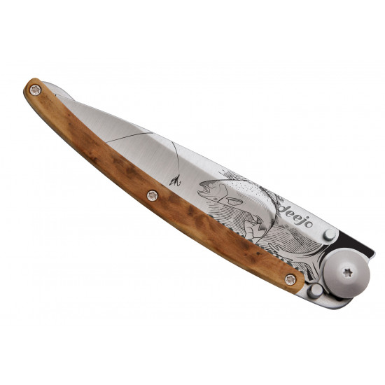 Deejo 1CB575 Serration, titan, juniper wood, Trout Deejo 1CB575 Serration, titan, juniper wood, Trout